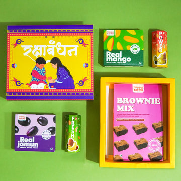π Healthy Raksha Bandhan Gift Hamper πΏ - Almond Flour Brownie Mix, Freeze-Dried Jamun, Mango & Dry Fruit Trail Mix | Premium Gift Box | Nutritious & Delicious Snacks for Siblings