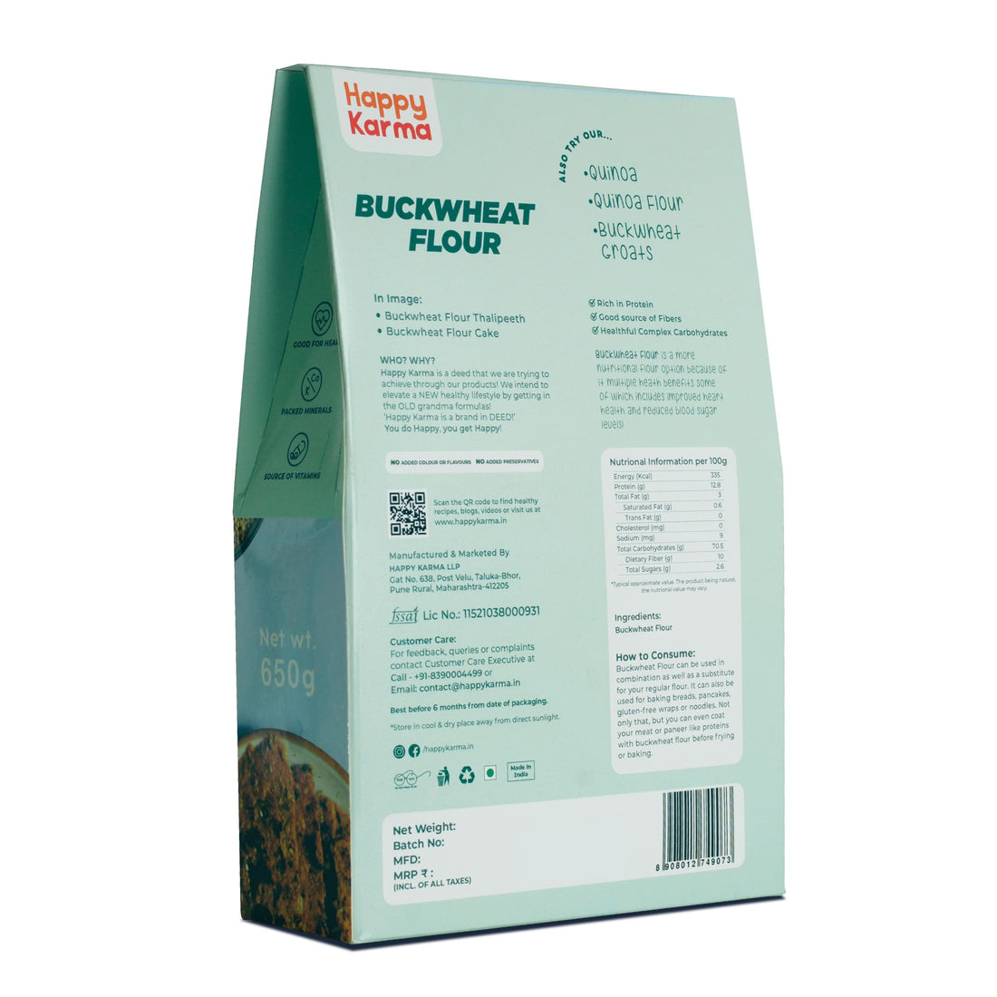 Natural Kuttu Buckwheat Flour  650g by Happy Karma - Top Choice for Navratri Fasting